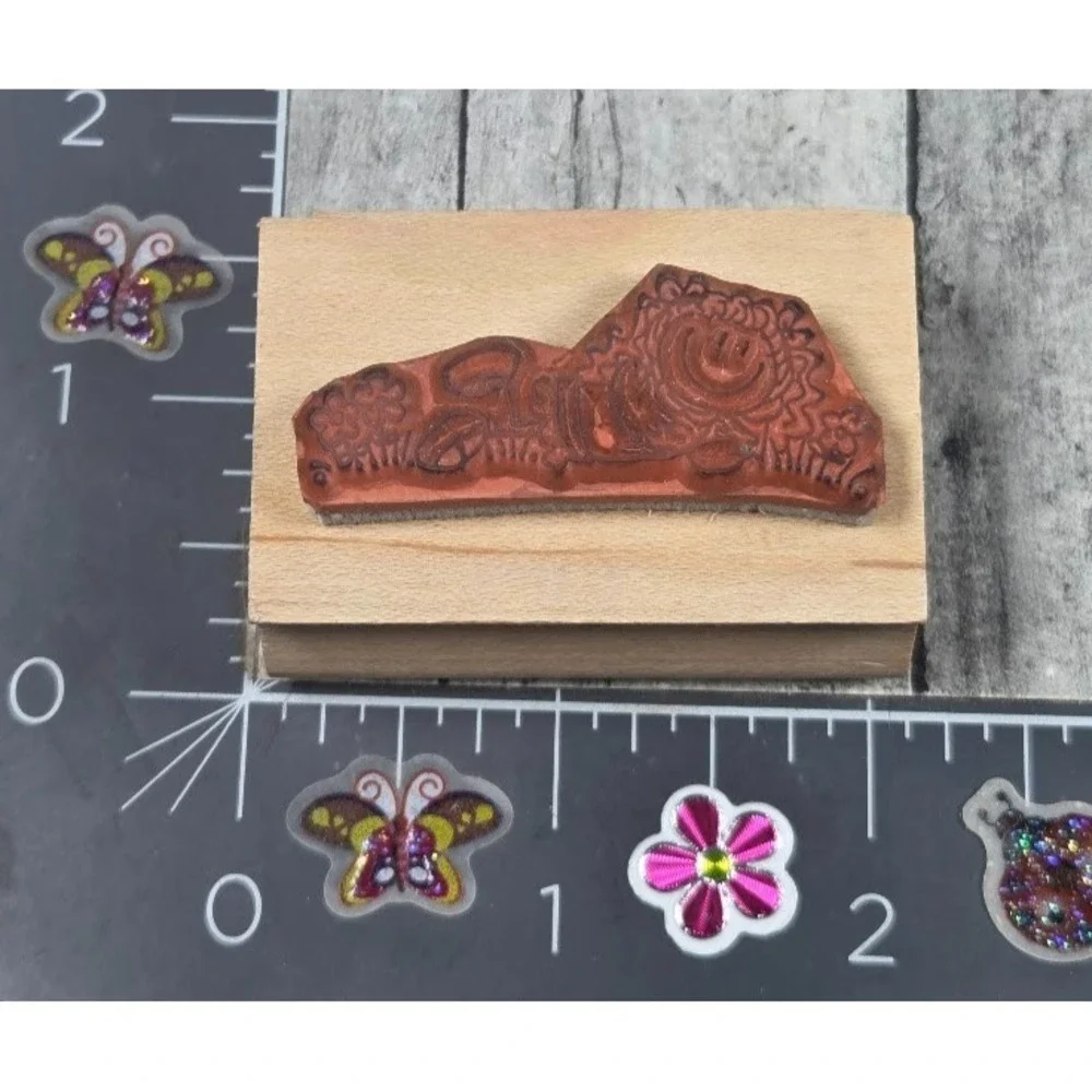 Imaginations Little Girl Laying In Grass Flowers Rubber Stamp Wood #H117